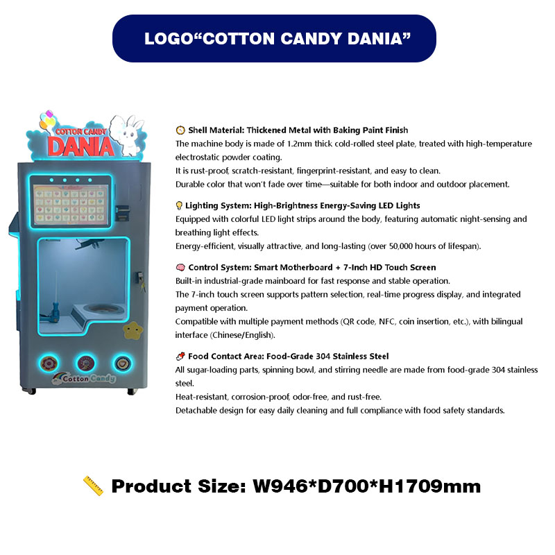 NINIX Cotton Candy Vending Machine Automatic Smart Candy Floss Maker Metal Self Service 1 Year Warranty Shopping Mall Amusement