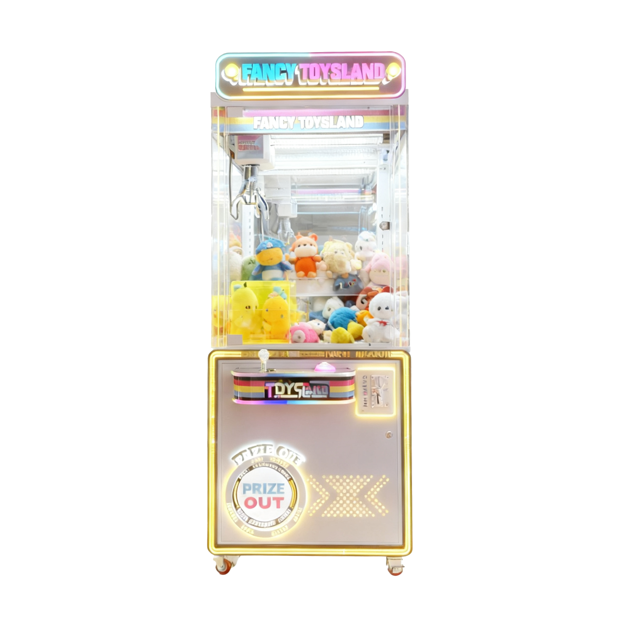 Fancy Toysland Arcade Claw Crane Machine-LED Lighted Coin Operated Metal Plush Toy Catcher for Game Rooms & Malls Gift