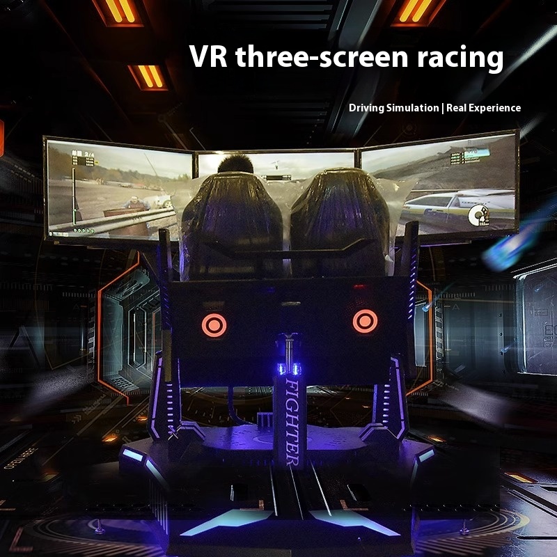 Indoor 9D VR Racing Car Simulator Dynamic Three-Screen Game Console Three-Axis Somatosensory Equipment Product MR Equipment