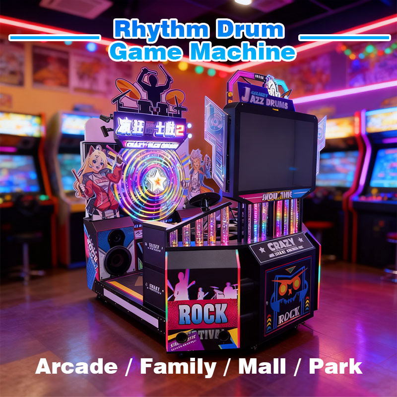 Electric Arcade Drum Game Machine Coin Operated Music Rhythm Simulator Jazz Rock Entertainment Equipment for Amusement Parks