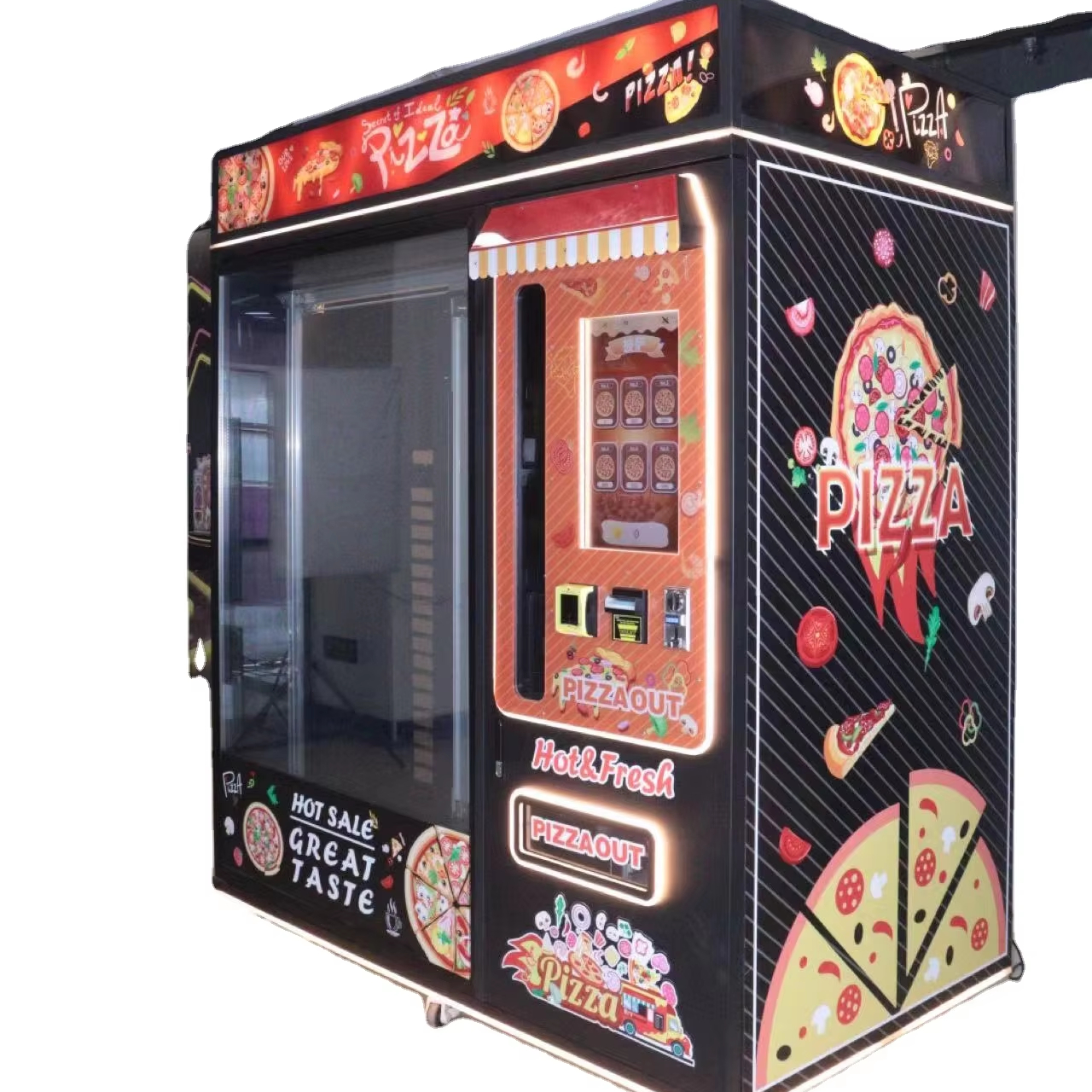 Pizza Vending Machine-Metal Construction English Interface Weather Resistant Universal Plug