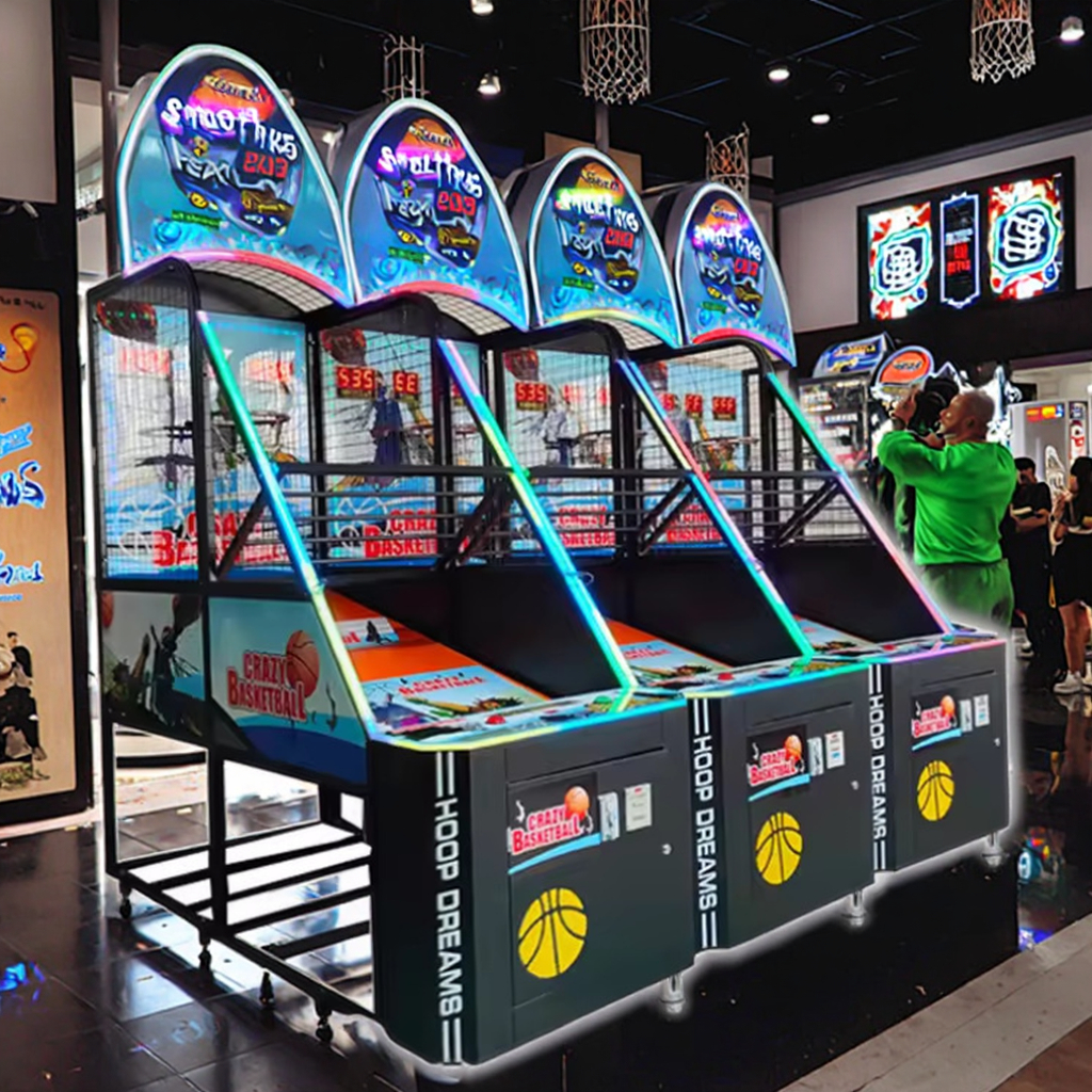Luxury 2-Player Foldable Indoor Training Arcade Equipment 1-Year English Speaking Coin-Operated Shooting Basketball Machine
