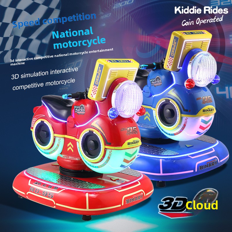New Interactive Coin-Operated Rocking Car Swing Machine Single-Person Didi Motorcycle Made Durable Plastic English