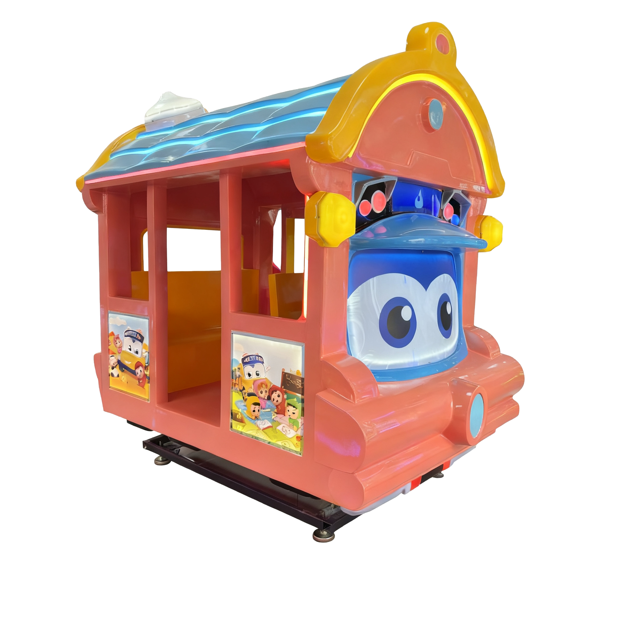 Cartoon Train Themed Kids Arcade Ride LED Lighted Coin Operated Amusement Game Indoor Playground Children's Metal English