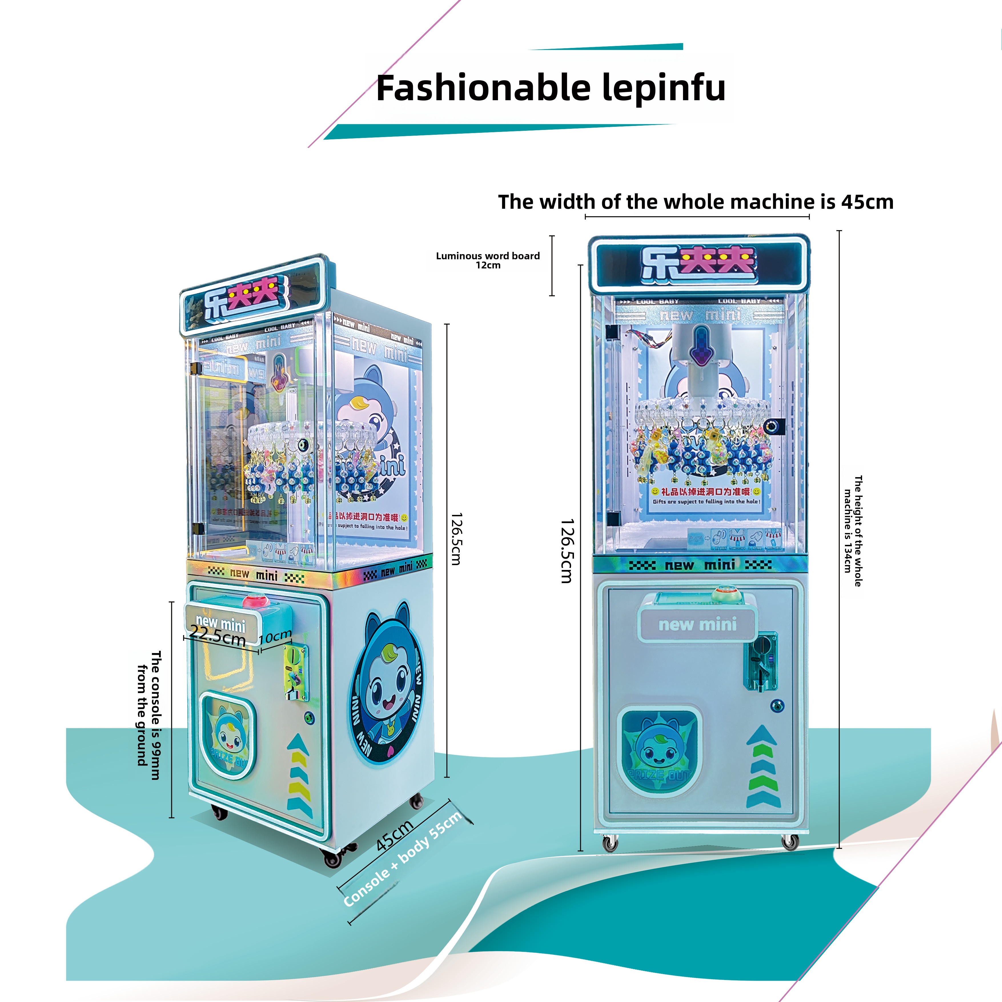 Fashionable Coin-Operated Video Game Crane Machine Kids' Exclusive Play Equipment Metal Construction Gift for Children's