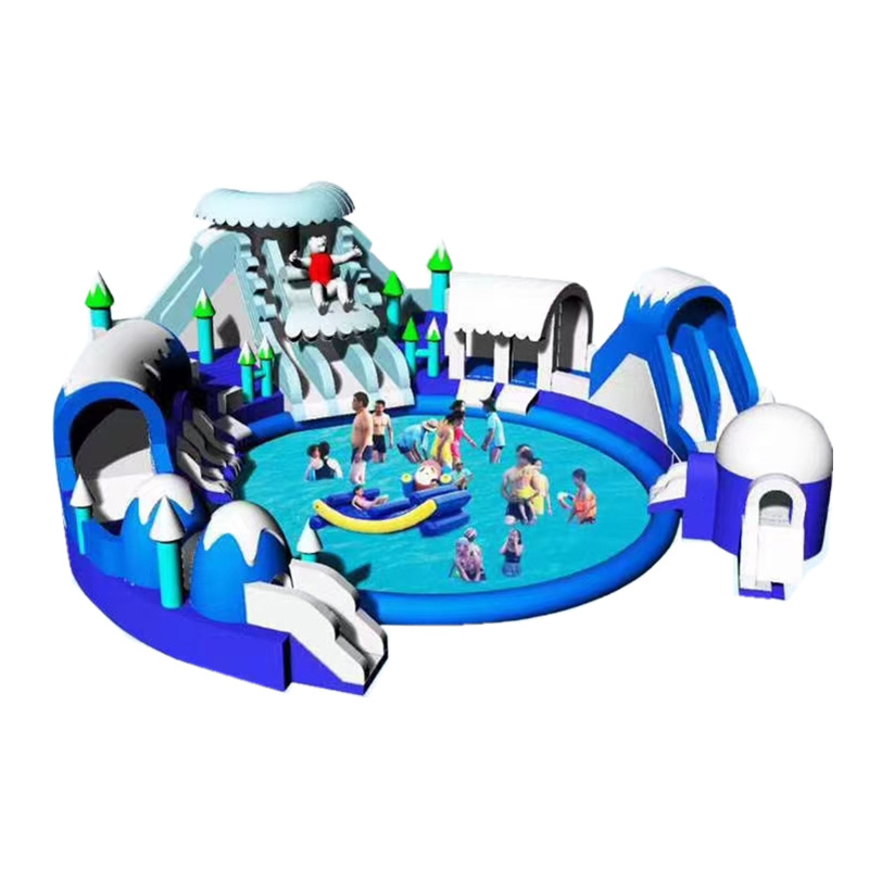 Factory Direct Sale Summer Children's Inflatable Pool Toy Combination Water Park & Ice Snow World Slide for Water Play Equipment