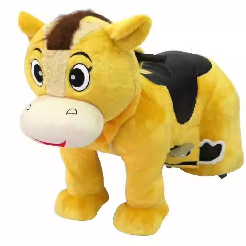 Unisex Electric Kids Plush Ride-On Toy Animals in Mall Horse Dog Panda Bear-Coin Operated Kiddie Rides