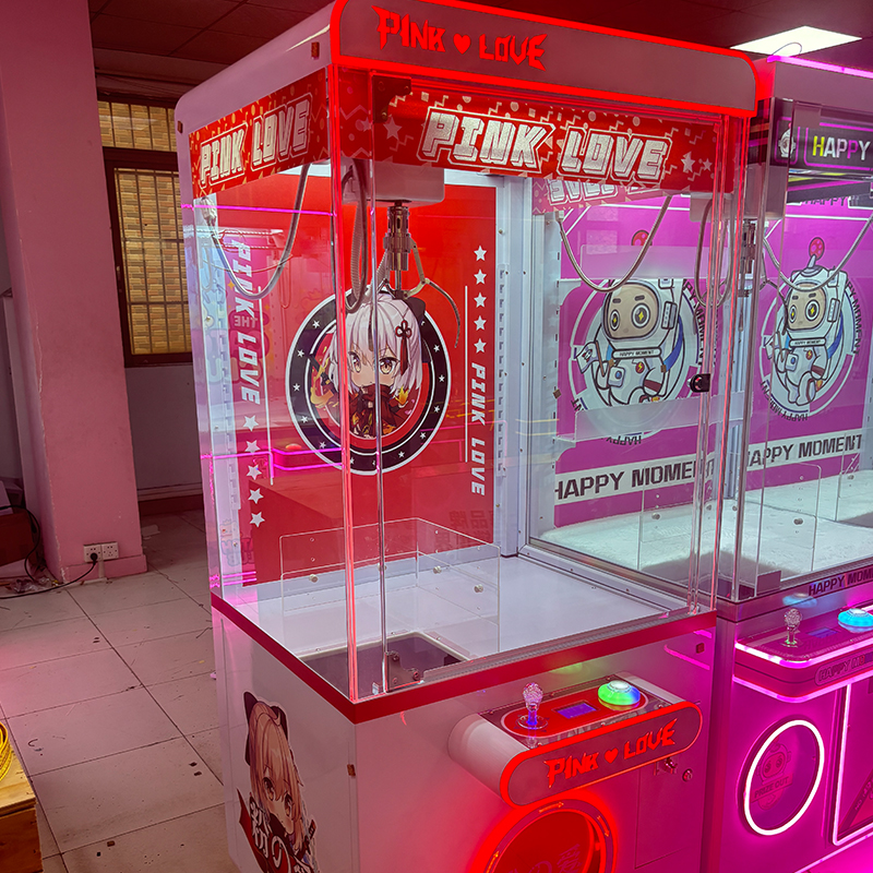 Pink Coin Operated Claw Machine Commercial Prize Catcher Toy Grabber Arcade Game Equipment for Shopping Mall Amusement Center