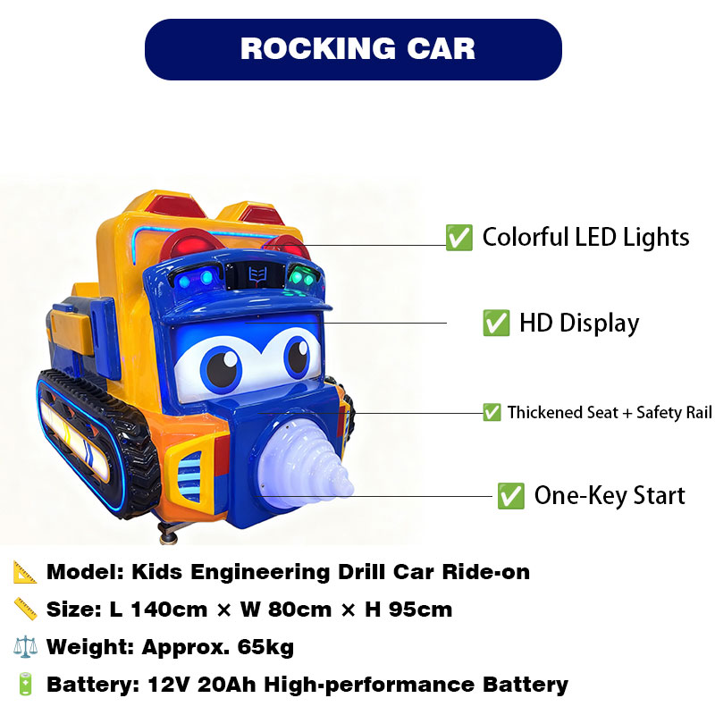 Kids Electric Digger Ride Cartoon Excavator Car Amusement Machine Indoor Playground Toddler Vehicle Fun Coin Operated Equipment