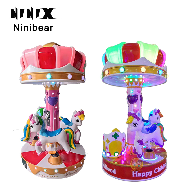 Hot Selling Playground Coin Operation Children's Fiberglass Carousel Coin-operated Small Carousel for Sale