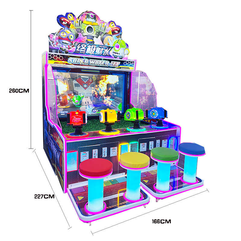 Four Player Water Gun Arcade Game 1 Year Warranty Coins and Tickets Accepted for Payment at Amusement Park