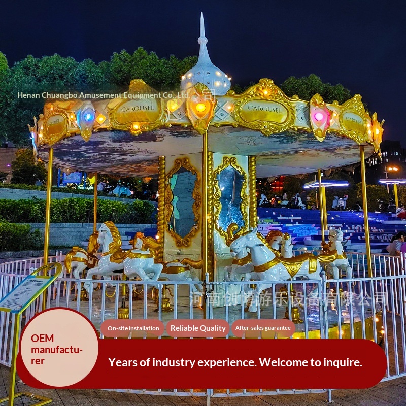 Scenic Luxury Electric Children's Carousel Amusement Equipment Outdoor Park New Large FRP Steel