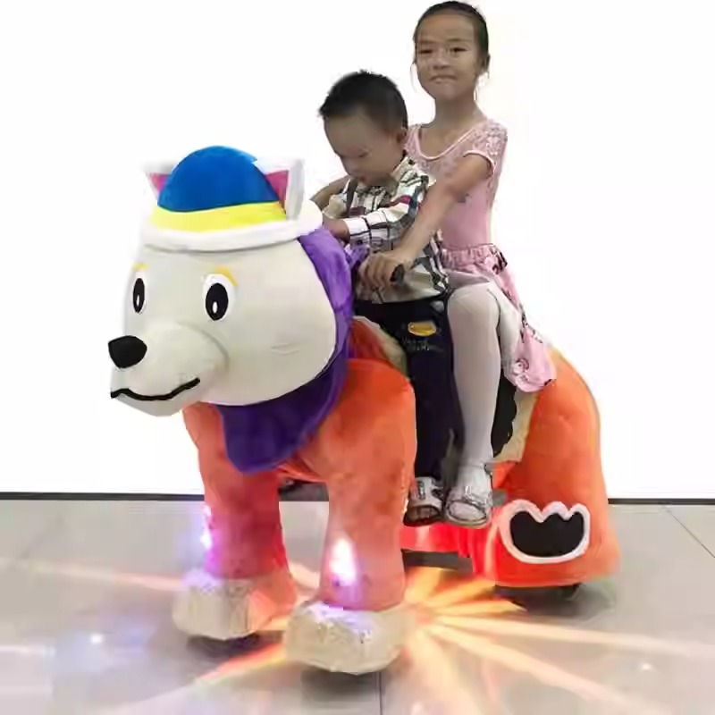 Unisex Electric Kids Plush Ride-On Toy Animals in Mall Horse Dog Panda Bear-Coin Operated Kiddie Rides