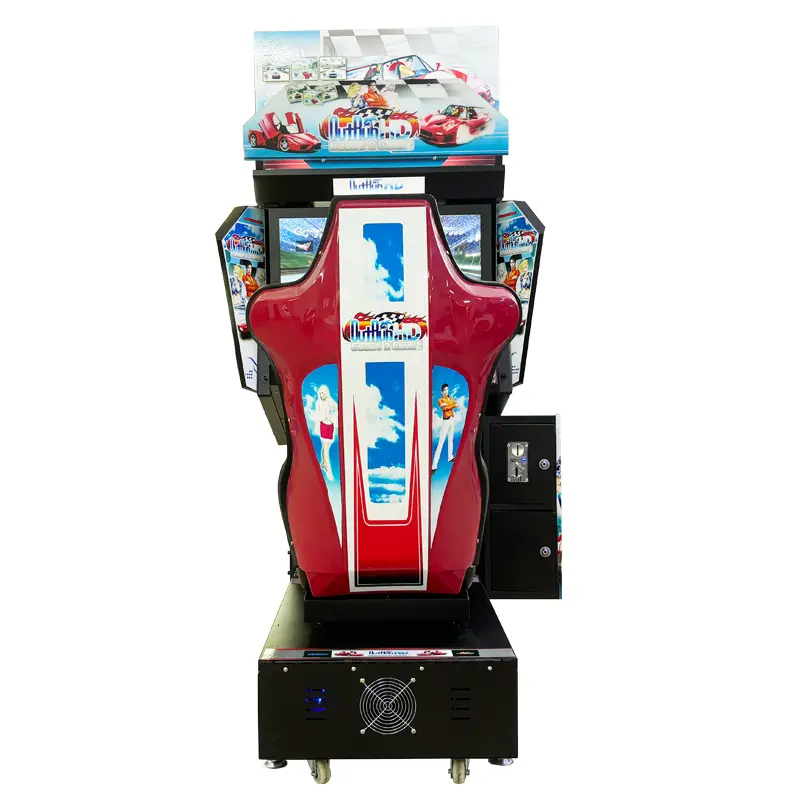 Racing Arcade Game Machine Coin Operated Metal English Kid-Friendly Driving Simulator Dynamic Seat Steering Wheel HD Screen