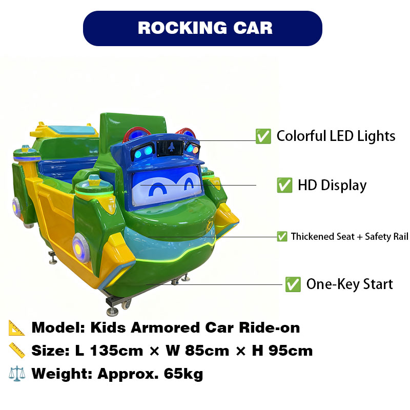 Coin Pusher Electric Kiddie Ride Construction Style Amusement Vehicle With LED Lights Music for Indoor Playground