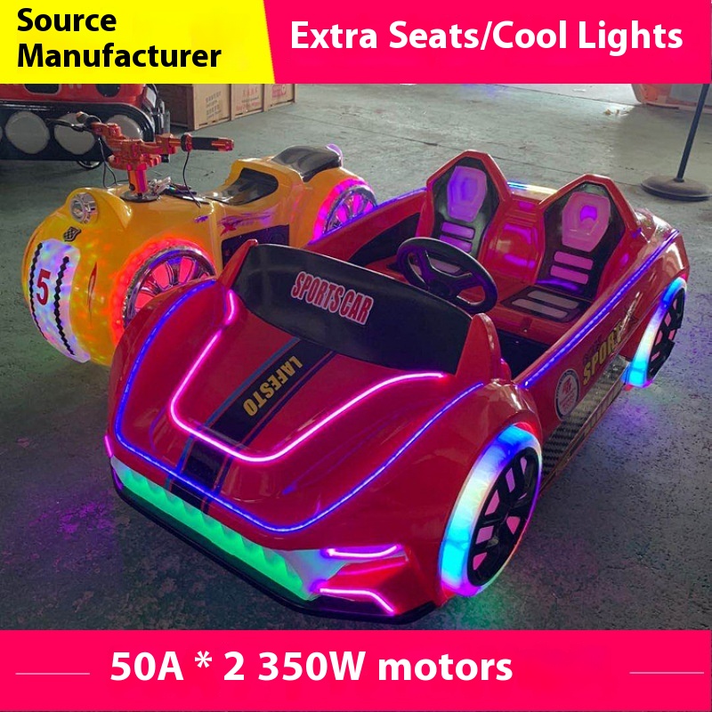 New Square Electric Battery Kidsren's Indoor Toy Car Luminous Bumper Car with Double Remote Control Home Playground