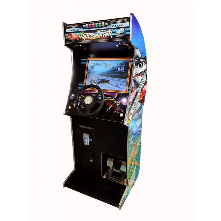 22-Inch Coin-Operated Racing Car Game Machine Durable 1-Year Metal Construction Supermarket Entrance Marble Racing Wooden Stand