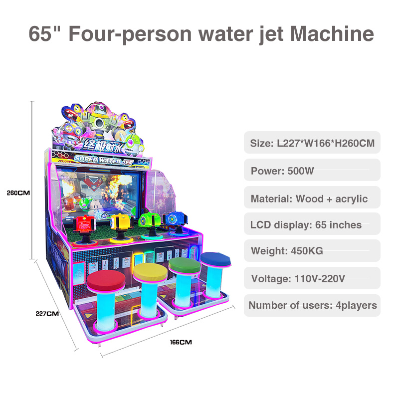 Four Player Water Gun Arcade Game 1 Year Warranty Coins and Tickets Accepted for Payment at Amusement Park