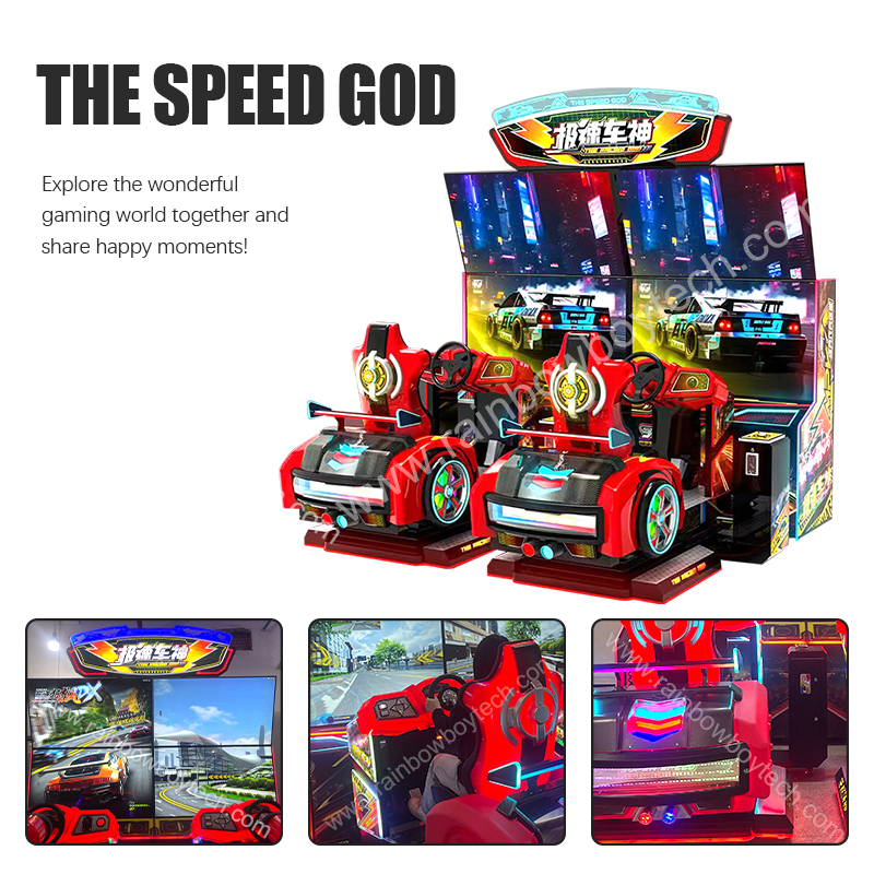 Dual-Screen Dynamic Racing Machine Top Speed Two-Person Coin-Operated Game for Game Room Equipment