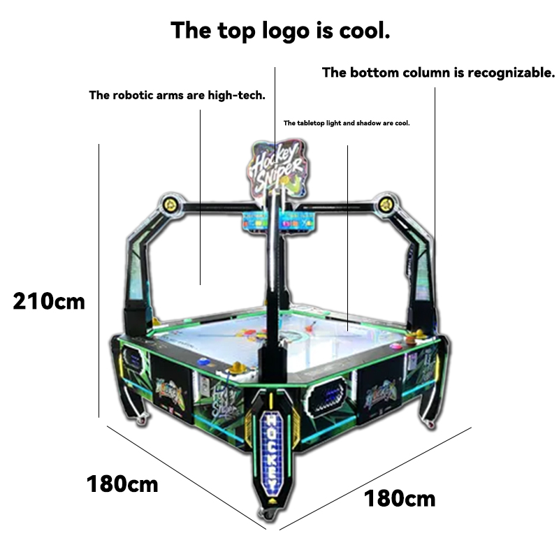 Air Hockey Arcade Game Machine Coin Operated Four Player Table Indoor Amusement Equipment for Shopping Mall Entertainment Center