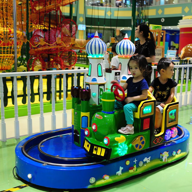 Newcastle Electric Double Track Train Playhouse Coin-Operated Small Train Arcade Game with Rocking Machine for Children
