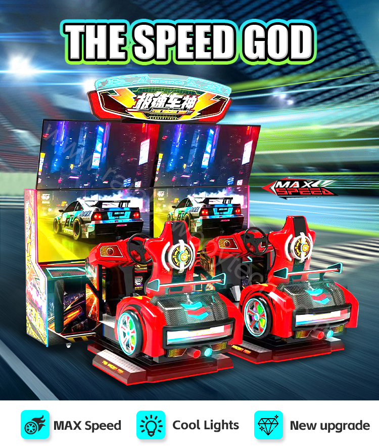 Dual-Screen Dynamic Racing Machine Top Speed Two-Person Coin-Operated Game for Game Room Equipment