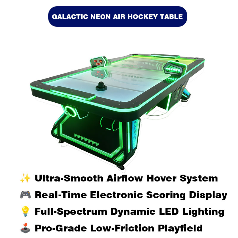 NINIX Galactic Neon Air Hockey Table Commercial Arcade Game Equipment with English Language for Amusement Centers