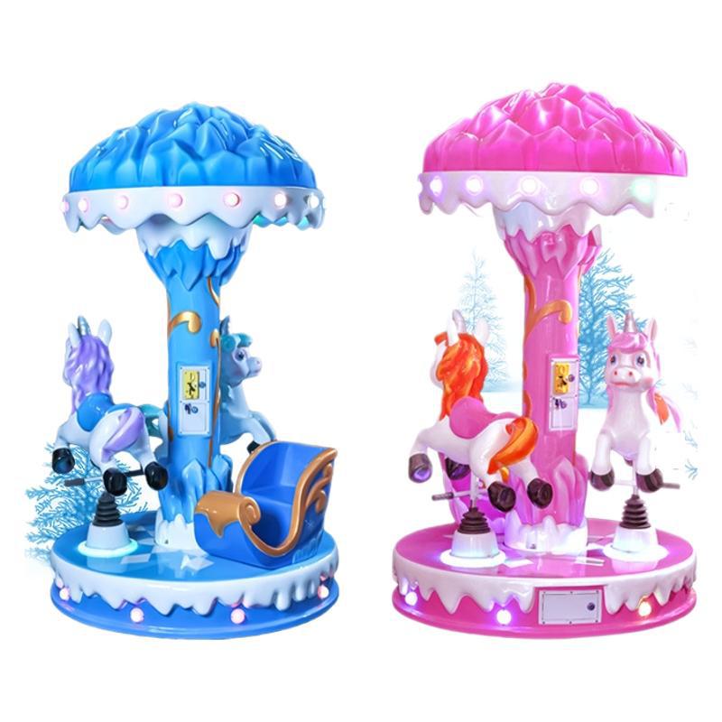 Three-Seater Carousel Glass Fiber Electric Rocking Horse Coin-Operated Kids' Vending Machine with 1 Year Warranty