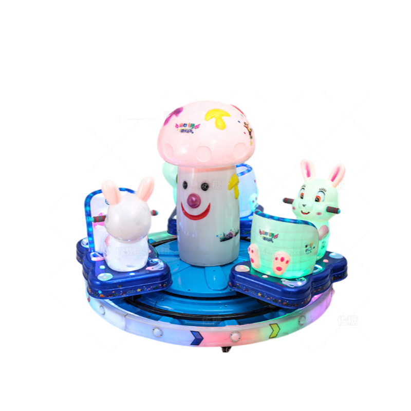 Best-selling 2-3 Seat Coin-operated Children's Mini Colored Light Carousel Motorcycle Track Train Rotary Swing Machine