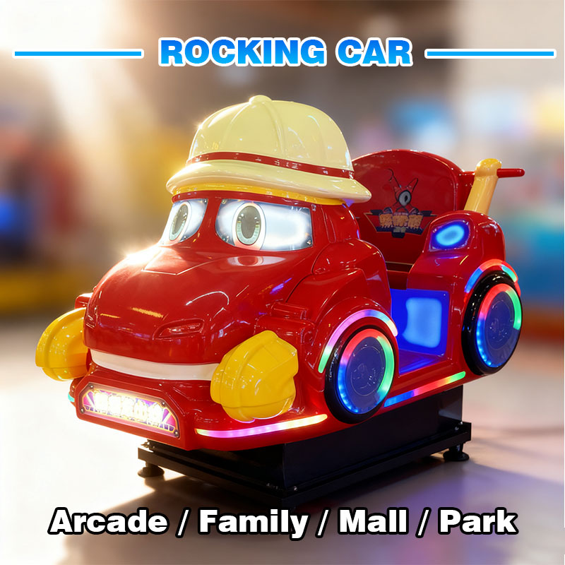 Ninix Cartoon Fire Truck Themed Metal Kids Arcade Ride LED Lighted Coin Operated Amusement Game Indoor Playground Entertainment