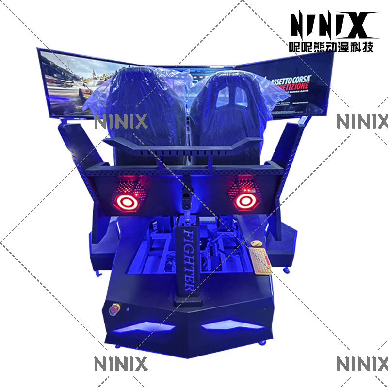 Commercial Grade 2-Seater Triple Screen Racing Simulator VR Arcade Machine Realistic Driving Controls Multi Coin Operated Games