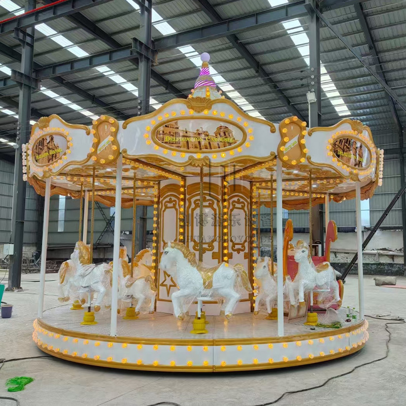 Factory Direct Supply New Children's Carousel Fiberglass Lift-and-turn Horse Amusement Equipment for Scenic Areas