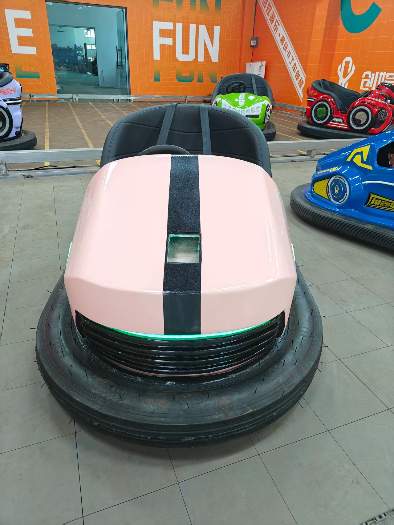 Pink Glowing Coin - Operated Bumper Car, Amusement Park Parent - Child Interactive Electric Ride, Entertainment Equipment for