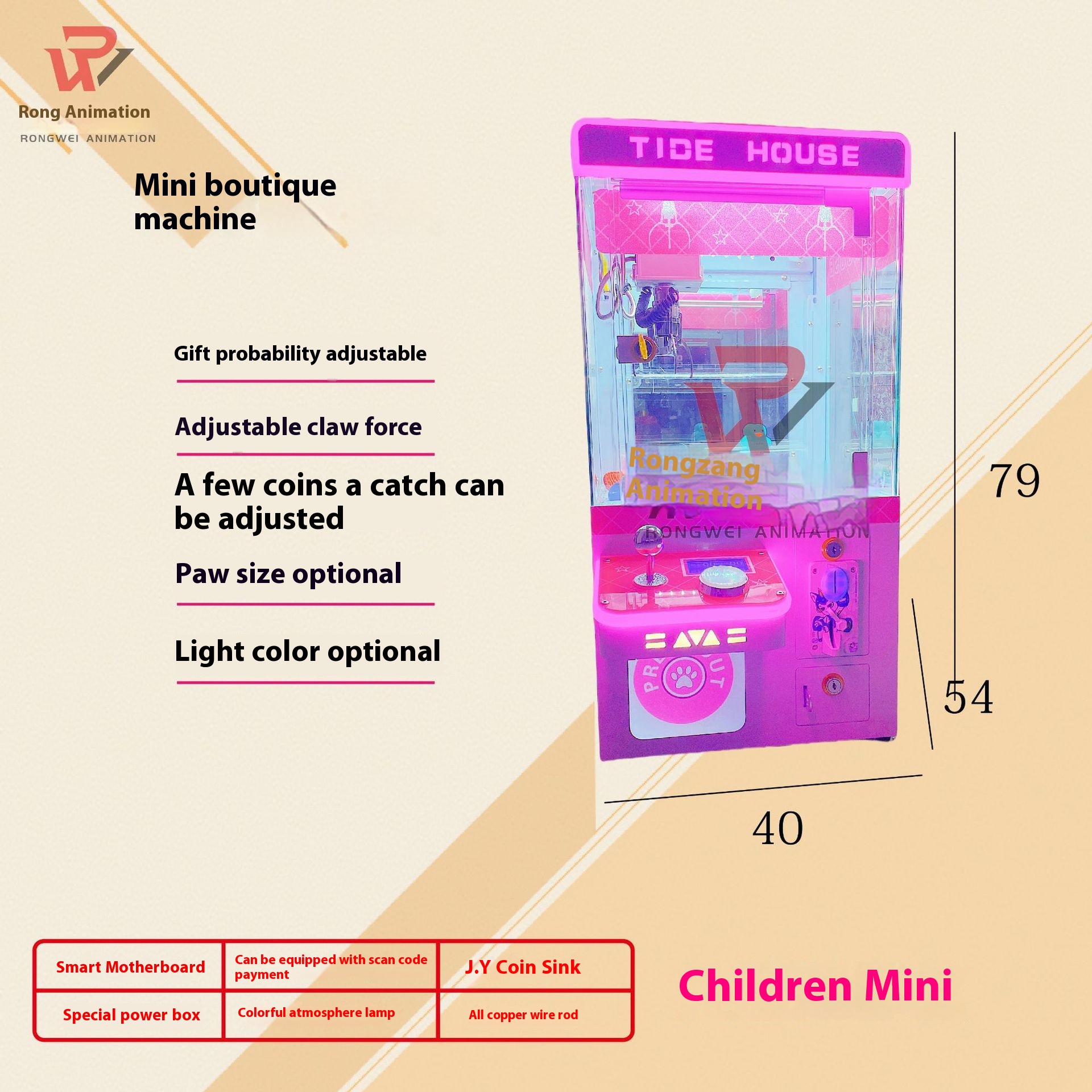 Popular Transparent Commercial Coin Crane Machine Full-featured Snack Twisting Egg Toy Manufactured by Top Doll Machine Company