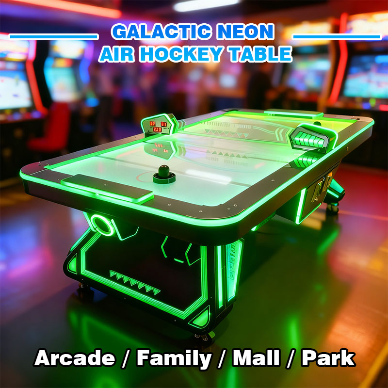 NINIX Galactic Neon Air Hockey Table Commercial Arcade Game Equipment with English Language for Amusement Centers
