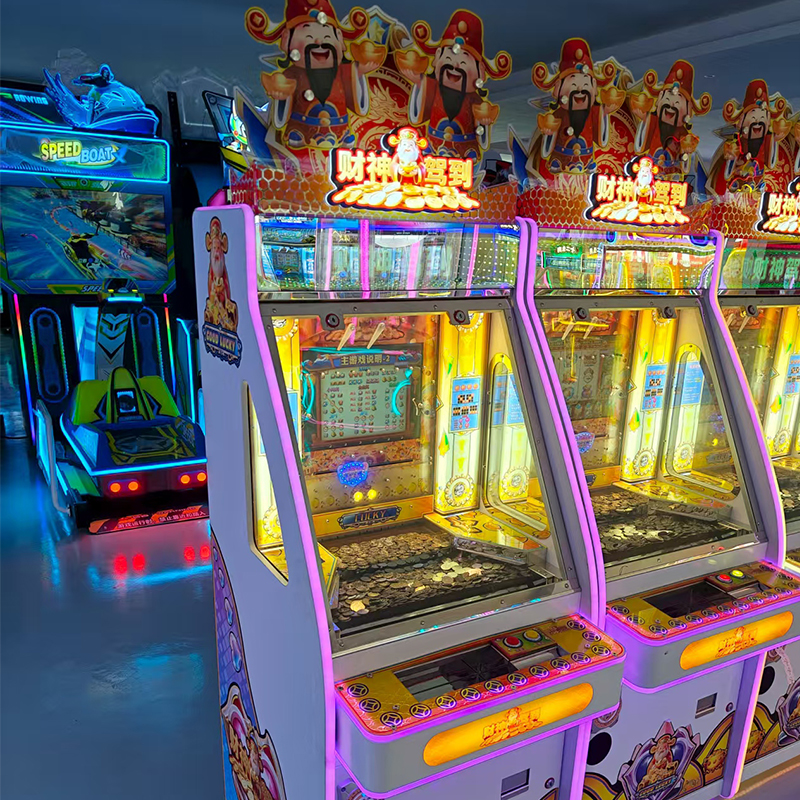 Gods of Wealth Themed Coin - Pusher Arcade Machine, Attractive Interactive Entertainment Equipment for Game Halls