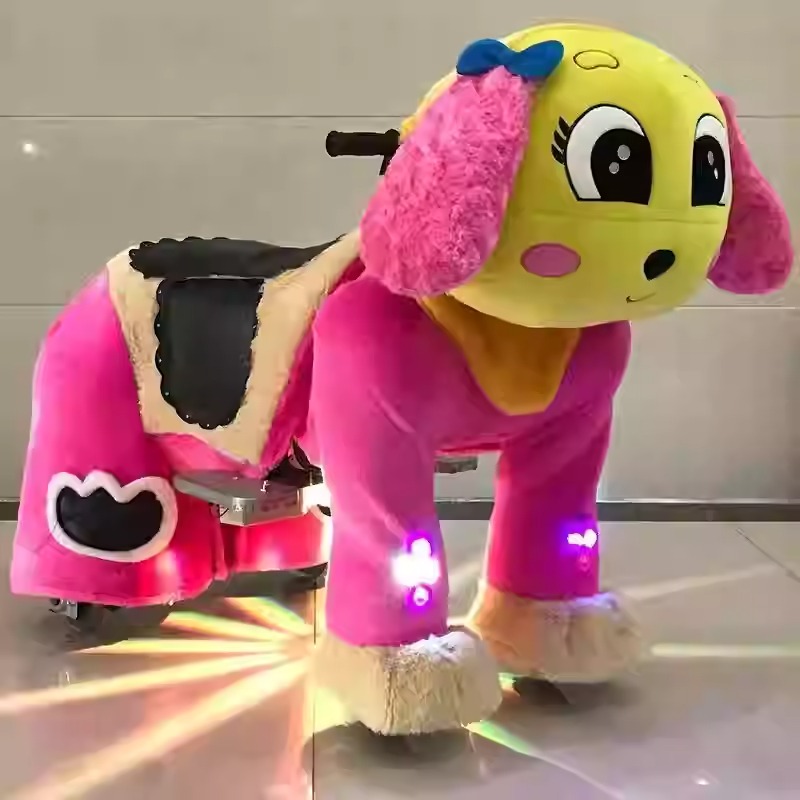 Unisex Electric Kids Plush Ride-On Toy Animals in Mall Horse Dog Panda Bear-Coin Operated Kiddie Rides