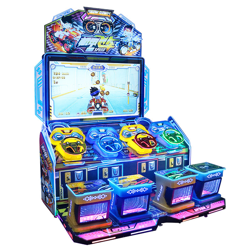 Cheap Four-Kids Racing Car Arcade Simulator Game Machine Coin-Operated Kiddy Ride for Game Room