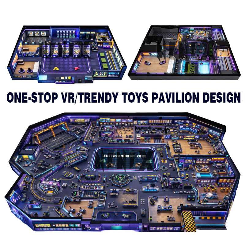 One-Stop VR Trendy Toys Pavilion Design Commercial Immersive Entertainment Venue Interior Layout Space Planning Service Metal