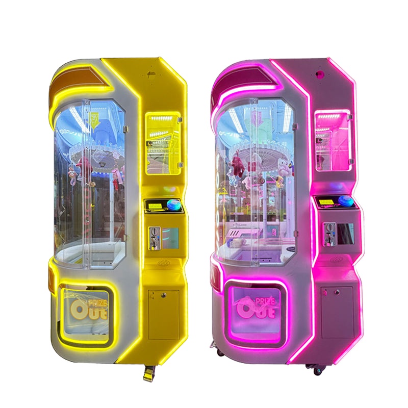 Modern Arcade Claw Machine with Bright Blue LED Lights Coin Operated Prize Vending Entertainment Equipment for Game Centers