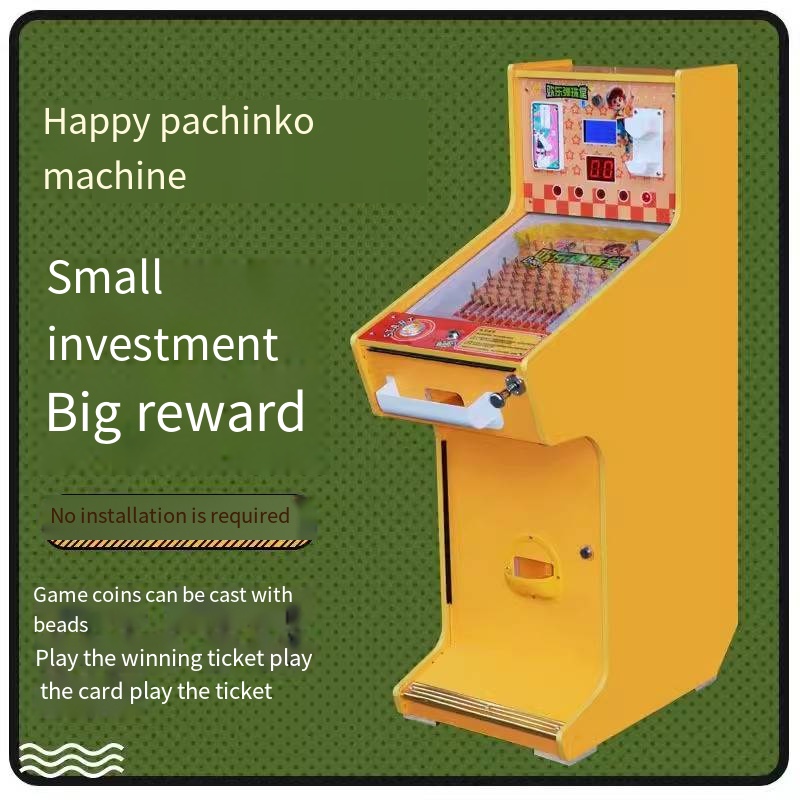Large Electric Happy Ball Machine for Children Desktop Edition Coin-Operated Amusement English Metal Pull-Rod Spring for Mall