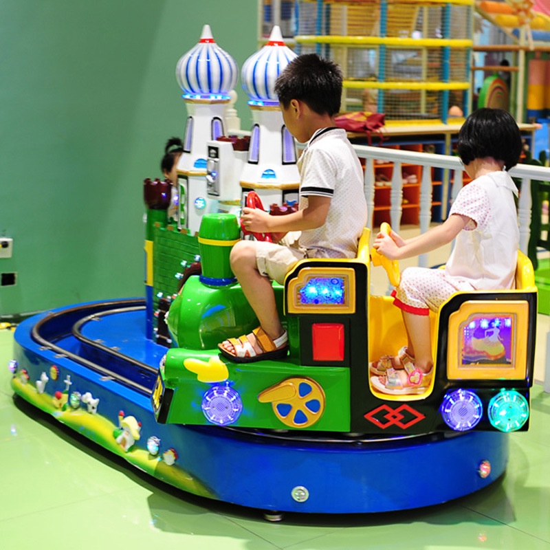 Newcastle Electric Double Track Train Playhouse Coin-Operated Small Train Arcade Game with Rocking Machine for Children