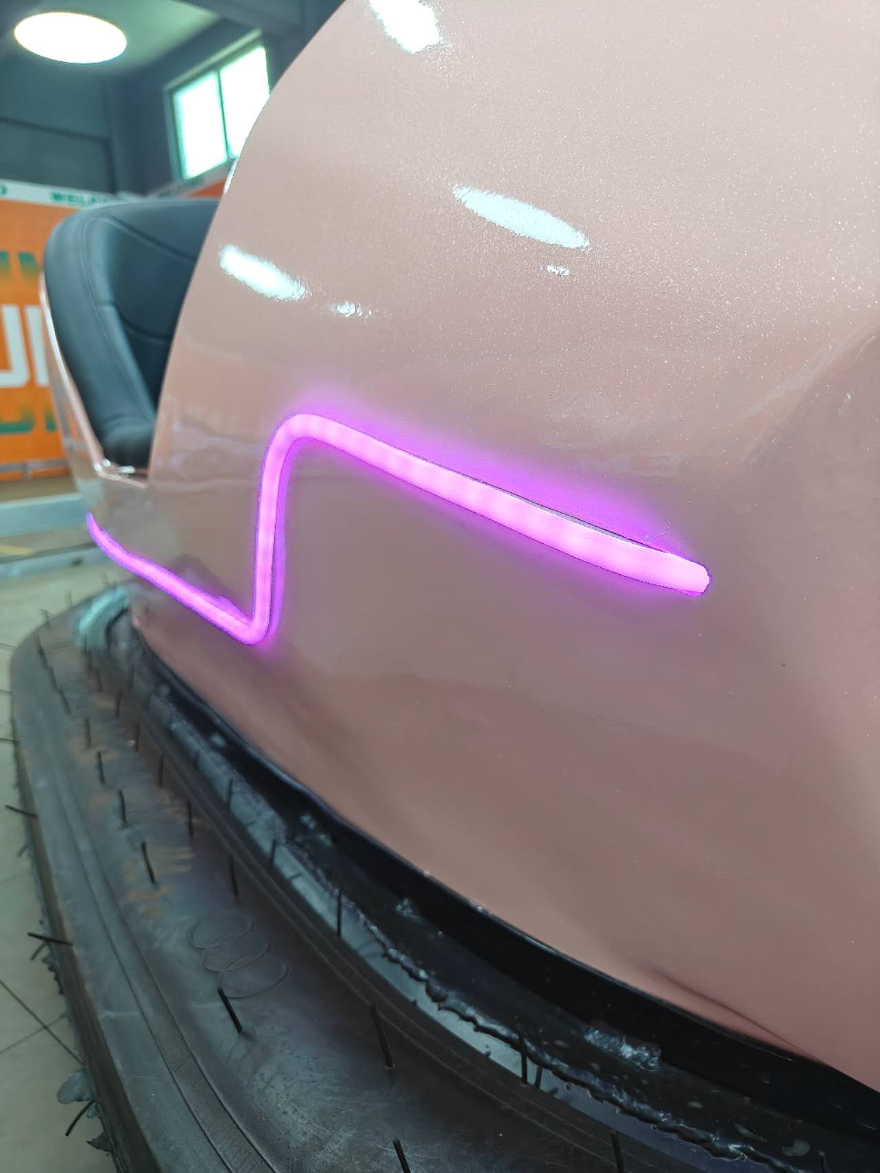 Pink Glowing Coin - Operated Bumper Car, Amusement Park Parent - Child Interactive Electric Ride, Entertainment Equipment for