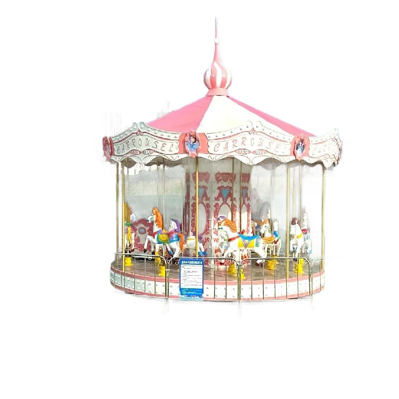 Factory Direct Supply New Children's Carousel Fiberglass Lift-and-turn Horse Amusement Equipment for Scenic Areas