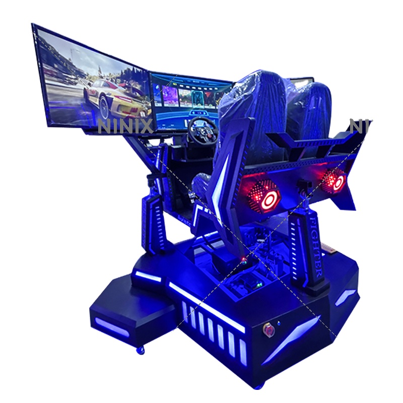 Commercial Grade 2-Seater Triple Screen Racing Simulator VR Arcade Machine Realistic Driving Controls Multi Coin Operated Games