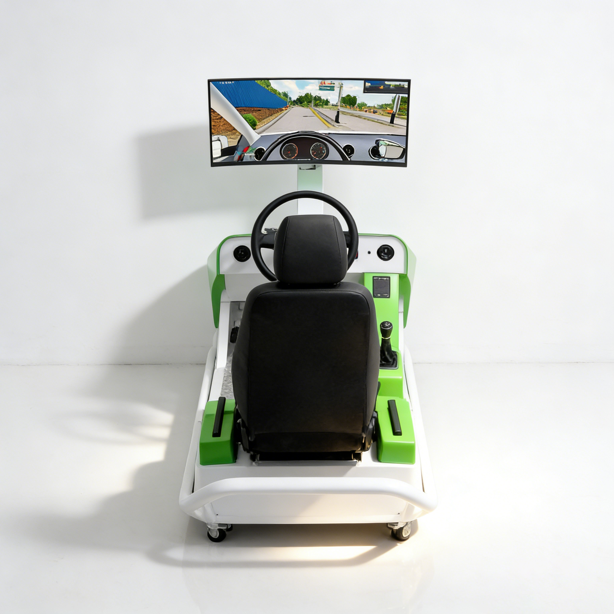 Green-White Metal Racing Simulation Driving Cockpit Commercial Amusement Entertainment Equipment 1 Year for Mall Game Center