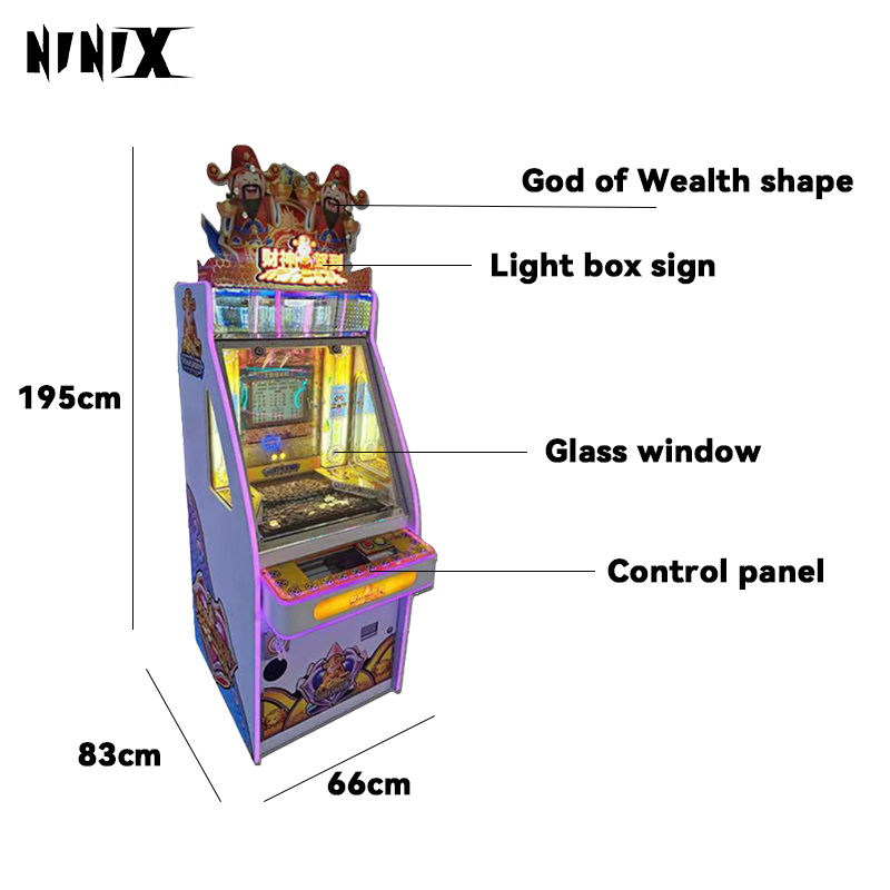 Gods of Wealth Themed Coin - Pusher Arcade Machine, Attractive Interactive Entertainment Equipment for Game Halls