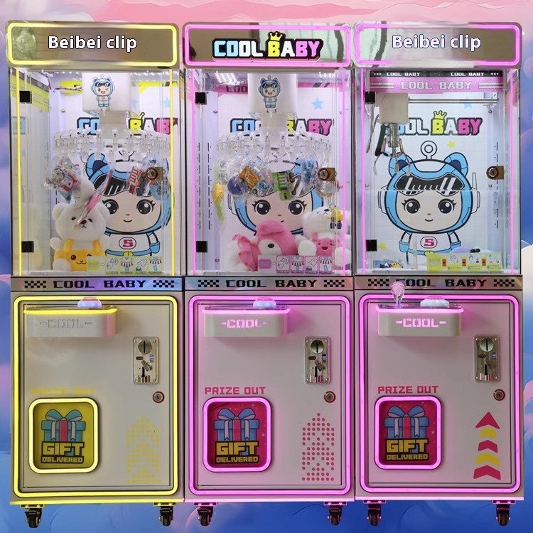 Direct Factory Sale Net Red Single Doll Machine Clamp Commercial Coin Operated Mini Plush Doll Machine for Kids
