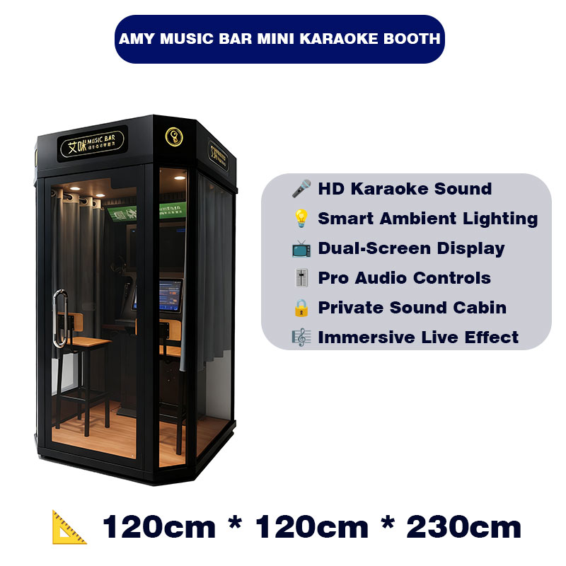 Coin Operated Mini Karaoke Booth HD Sound Dual Screen Private Singing Cabin for Mall Bar Arcade Entertainment