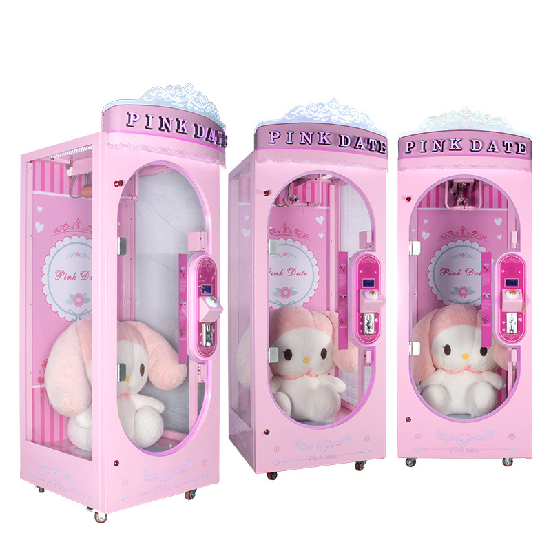 Pink Single Cut Crane Machine Oversized Doll Scissors Single Coin-Operated Claw Crane with 1 Year Warranty